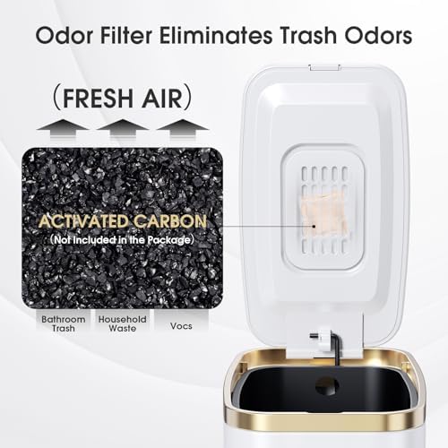 CEROELDA Small Bathroom Trash Can with Lid-5L/1.3 Gal-Soft Close Lid-White - Image 4