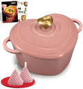 Overmont Enameled Cast Iron Dutch Oven - 2QT Pink Heart-Shaped Mini Pot by Overmont