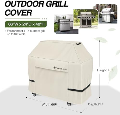 Porch Shield Waterproof Outdoor BBQ Grill Cover 64 inch, Light Tan - Image 2