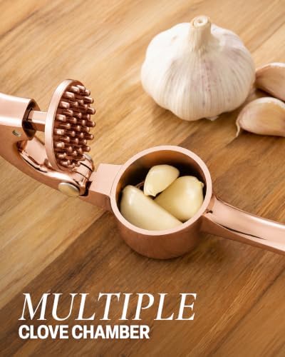 Zulay Kitchen Metal Garlic Press Garlic Mincer Tool Stainless Steel, Rose - Image 4