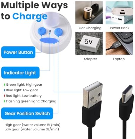 Ann Katy Portable Camping Shower Pump,Rechargeable Electric Outdoor Shower - Image 3