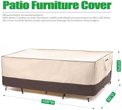 F&J Outdoors Patio Furniture Cover, Beige + Coffee, 108"W x 82"D x 27.5"H - Image 2