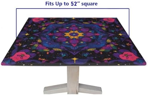 Fit Tablecoth, Mandala Madness Pattern Printed on Stain Resistant Patio Table Covers, Suitable for Home Dining Camping BBQ, Fit for 52" x 52" Square Tables - Image 5