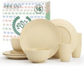 Homienly Premium Wheat Straw Dinnerware Sets, Lightweight & Unbreakable Plates and Bowls Sets,Cups,Service for 4,Dishwasher and Microwave Safe 16 PCS Dish Sets for Home，Camping- Beige by HOMIENLY