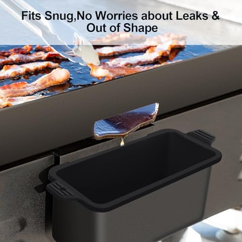 2 PCS Silicone Grease Cup Liners for Blackstone 36 28 22 17 Inch Griddle,Reusable Grease Catcher Cup Liner Grill Grease Tray,Durable Drip Pans Blackstone Griddle Accessories,Black - Image 3