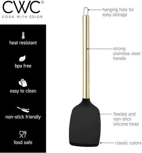 COOK WITH COLOR Silicone Cooking Utensils, Kitchen Utensil Set, Easy to Clean Silicone Kitchen Utensils, Cooking Utensils for Nonstick Cookware, Kitchen Gadgets Set with Holder, 11 Pieces - Image 6