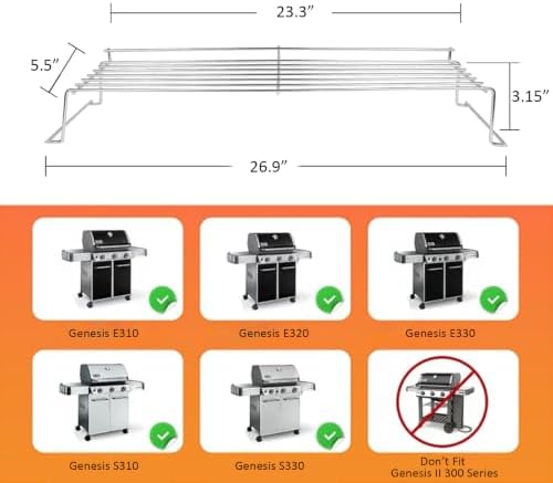 304 Stainless Steel Warming Rack for Weber 65054 Genesis l 300 Series - Image 4