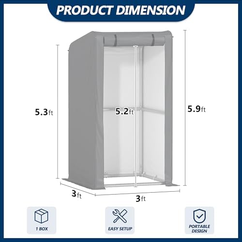 COVERONICS 3' x 3' Outdoor Portable Storage Shelter Shed, Grey - Image 2