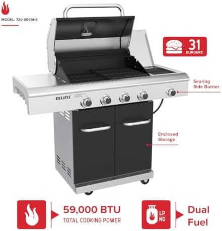 Nexgrill Dual Fuel 4-Burner Gas Grill, Side Burner and Griddle Insert - Image 2