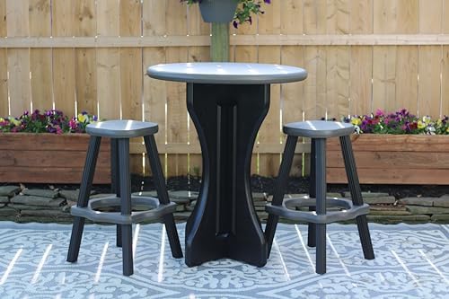 Patio Table Set with Two Barstools - Black Base with Deep Grey Accents - Perfect for Patio and Outdoor Spaces. Hardware Free Easy Assembly. Proudly Made in USA - Image 3