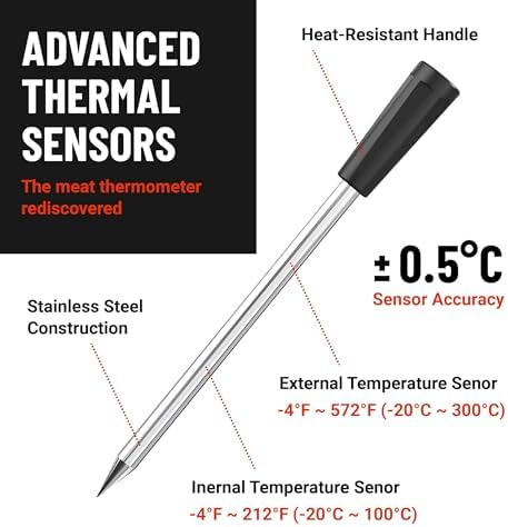 Meat Thermometer + BBQ Gloves - Grill Master Kit with Smart Wireless Cooking Thermometer & Extra Long Heat-Resistant BBQ Gloves for Kitchen, Grilling, Oven Baking, Meat Smoking - Image 6