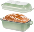 Enameled Cast Iron Dutch Oven Pot with Lid, Dutch Oven for Sourdough Bread Baking, 10×6 Bread Loaf Pans with Lid for Homemade Bread, Cake, Meatloaf, Oven & Induction Safe (Green, 3.84 QT) by RYEDE