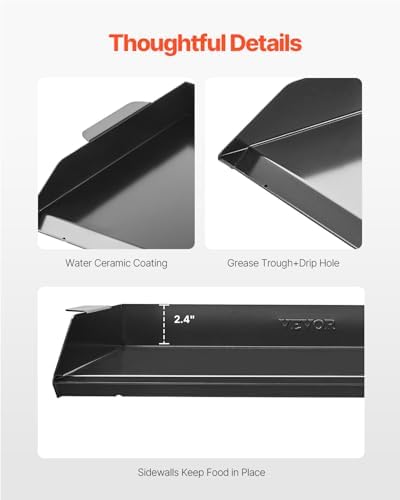 VEVOR Carbon Steel Griddle, 20x16 inch Universal Flat Top Rectangular Plate, Gas Grill Griddle for BBQ Grill, Teppanyaki, Portable Family Cookware, for Camping Tailgating Party - Image 3