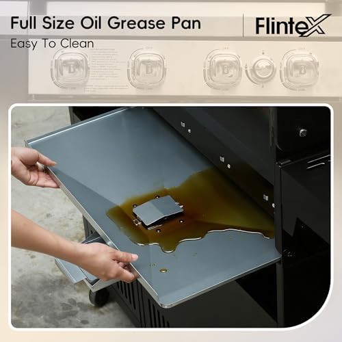 Flintex 4-Burner Gas Grill & Griddle with Side Burner, 602sq.in Dual Fuel - Image 5
