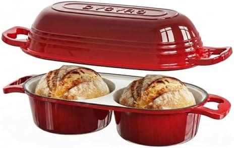 Enameled Cast Iron Dutch Oven Pot with Lid, Double Bread Loaf Pan by Unknown