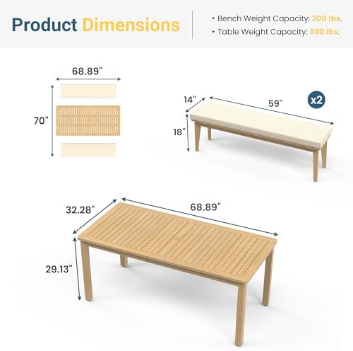 FansaFurn 3-Piece Acacia Patio Table and Chairs Set for All-Weather - Image 2