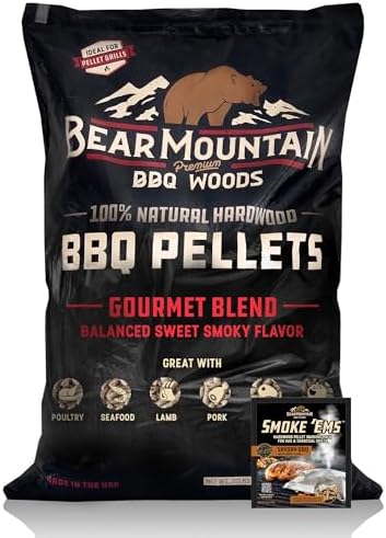 Bear Mountain BBQ Gourmet Blend Smoker Pellets with Savory BBQ Smoke 'EMS - All Natural Grilling Accessory Set for Outdoor Pellet Grills and Smokers by BearMountainBBQ