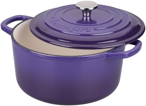 VORRINGARD Enameled Cast Iron Dutch Oven Pot with Lid, for Sourdough Bread Baking, Round Dutch Ovens, 6 Quart, Purple - Image 4