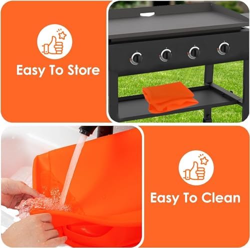 28" Upgraded Extra-Thick Silicone Griddle Mat for Blackstone 28 Inch Grill, Full-Wrap High Lip, Anti-Slip Grip-Fit, Food-Grade Protection Grill Cover to Keep Dirt/Pest Off & Help Reduce Rust - Image 5