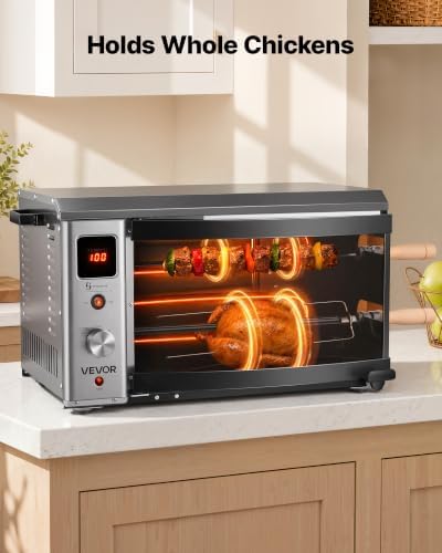 VEVOR Countertop Vertical Oven Brazilian Flame 2 Auto Rotating Skewers - Image 5