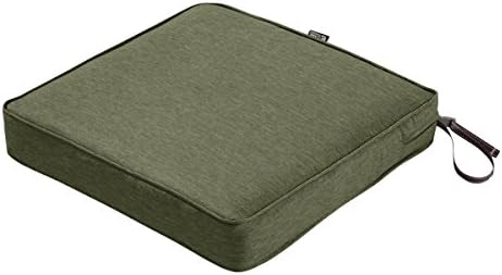 Classic Accessories Montlake Water-Resistant 19 x 19 x 3 Inch Square Outdoor Seat Cushion, Patio Furniture Chair Cushion, Heather Fern Green, Outdoor Cushion Cover by ClassicAccessories
