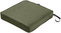 Classic Accessories Montlake Water-Resistant 19 x 19 x 3 Inch Square Outdoor Seat Cushion, Patio Furniture Chair Cushion, Heather Fern Green, Outdoor Cushion Cover by ClassicAccessories