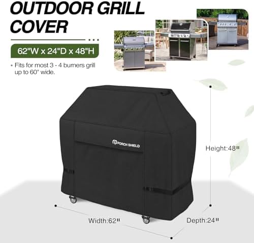 Porch Shield Waterproof Outdoor BBQ Grill Cover 60 inch, Black - Image 2