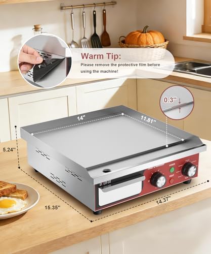 14"x11.8" Commercial Electric Griddle with 5 Minute Reminder Timer - Image 7