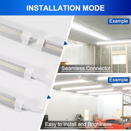 XLNYUUI Led Shop Lights,4FT LED Light 50W 6500K 7000LM Led Daylight,Garage Light Linkable Clear Cover Integrated V-Shape for Garage Warehouse Workbench Workshop(10-Pack) - Image 5