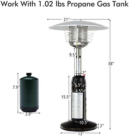 Tangkula Tabletop Propane Patio Heater with Adjustable Flame, 11,000 BTU - Image 5