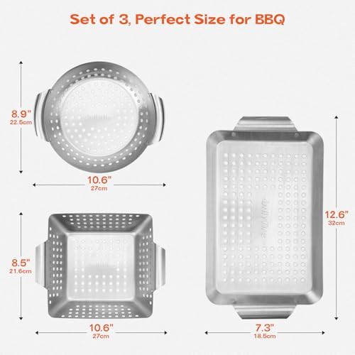 Onlyfire Stainless Steel Perforated Mini Grill Baskets, 3 Piece - Image 2