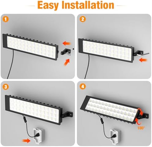 100W Led Shop Lights, 11000LM Shop Light for Workshop, IP66 Waterproof Garage Lights with Plug, 4.92ft Power Cord And On/Off Switch, 6500K Super Bright Led Work Light for Yard, Shop, Warehouse, 2 Pack - Image 4