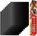 Set of 8 Black BBQ Grill Mats for Outdoor Gas Grill by Renook