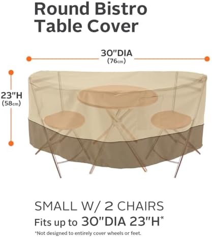 Classic Accessories Veranda Water-Resistant 30 Inch Bistro Round Patio Table & Chair Set Cover - Image 3