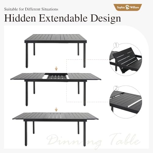 Sophia & William Extendable Outdoor Dining Set for 8, Blue Swivel Chairs - Image 3