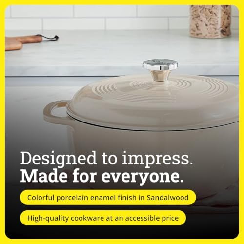 Lodge Essential Enamel Cast Iron Dutch Oven, 7.5 Quart, Sandalwood - Image 6
