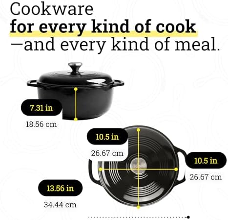 Lodge Essential Enamel Cast Iron Dutch Oven, 6 Quart, Midnight Chrome - Image 5