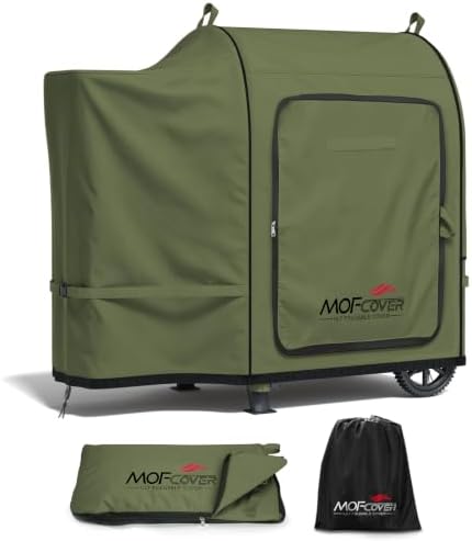 Foldable Grill Cover for Traeger 20 Series Wood Pellet, Waterproof 600D Heavy Duty Wood Pellet Smoker Cover, Fade＆Tear Resistant Pellet Grill Cover for Recteq 340 Grills Junior,Green by Unknown