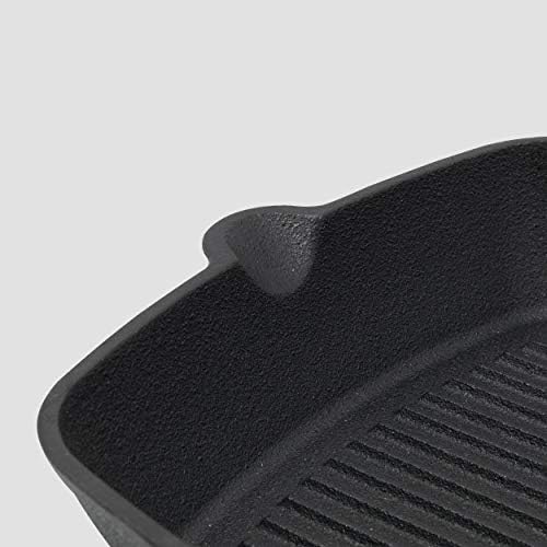 EXCELSTEEL 10" Pre Seasoned Cast Iron Square Fry Pan for Grill, Gas, Oven, Electric, and Outdoor Use, Versatile for All Dishes - Image 3