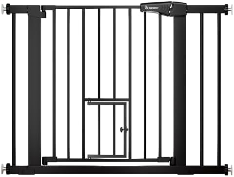 COMOMY Auto Close Pet Gate with Cat Door, 29.5"-40.5" Dog Gate for House by COMOMY