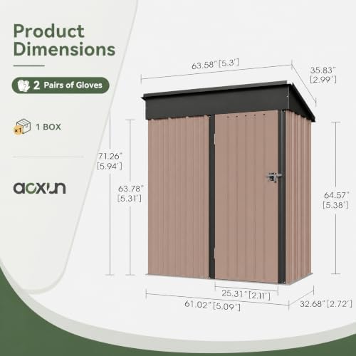 Aoxun 5x3 FT Shed Outdoor Waterproof Storage Shed - Image 2