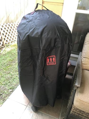 Turtle Life Round BBQ Grill Cover, 22inch Heavy Duty Durable Waterproof Rip Resistant UV Resistant Charcoal Kettle Grill Cover, Dia28 x 38" H, Black - Image 5