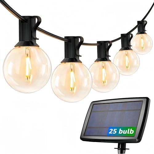 Lepro Solar Outdoor String Lights, 25ft 25 Sockets LED Globe Bistro Lights by Lepro