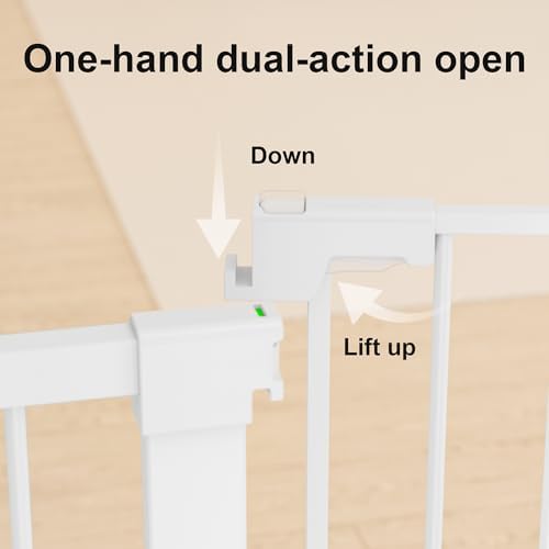 29-51 inches Extra Wide Metal Baby Gate for Stairs/Doorways, 30 inches Tall Pressure Mounted Pet Gates, Auto-Close Child Safety Gate, No Drilling Easy Walk-Through Dog Gate Indoor, White - Image 6