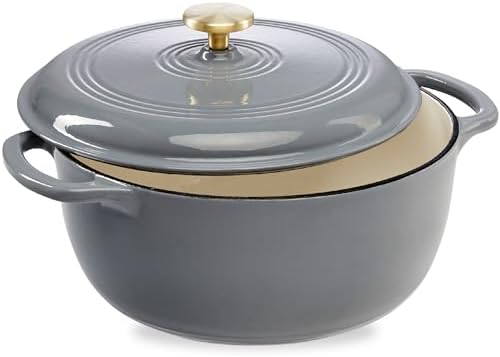 Best Choice Products 7.5 Quart Enamel Cast-Iron Round Dutch Oven, Family Style Heavy-Duty Pre-Seasoned Cookware for Home, Kitchen, Dining Room, Oven Safe w/Lid, Dual Handles - Graphite Gray by BestChoiceProducts