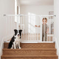 Mumeasy 29.7-54.2" Baby Gate for Stairs, Pressure Mounted Dog Gate for Doorways, Extra Wide Walk Thru Safety Pet Gate for Doors with Auto Close, Easy Install Child Gate for Hallway Indoor House, White by Mumeasy-FocusonBabyPetSafetyGate