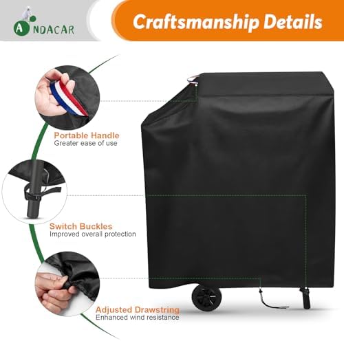 Charcoal Grills Cover 34" for Large Charcoal Grills with Side Shelf - Image 5