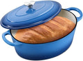 Leonyo 7-Quart Enameled Cast Iron Oval Dutch Oven Pot with Lid, Blue by Leonyo