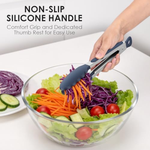 HOTEC Stainless Steel Kitchen Tongs with Silicone Tips, Set of 3-7",9" &12" - Image 6