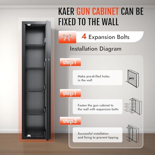 KAER Ammo Cabinet 59-Inch Tall Gun Cabinet Ammo Safe for Home Safes Use Quick Access with Ammunition Compartment and Removable Shelves Guns Accessories - Image 6